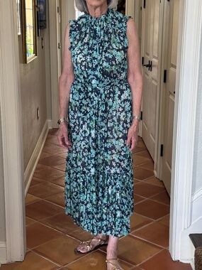 Gorgeous Blue Floral Zimmerman Dress and Matching Slip, Sz 0